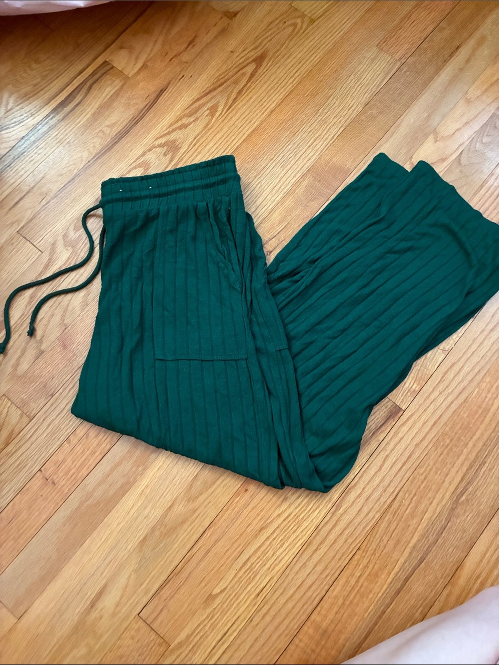 Ribbed Knit Lounge Pants - Deep Green